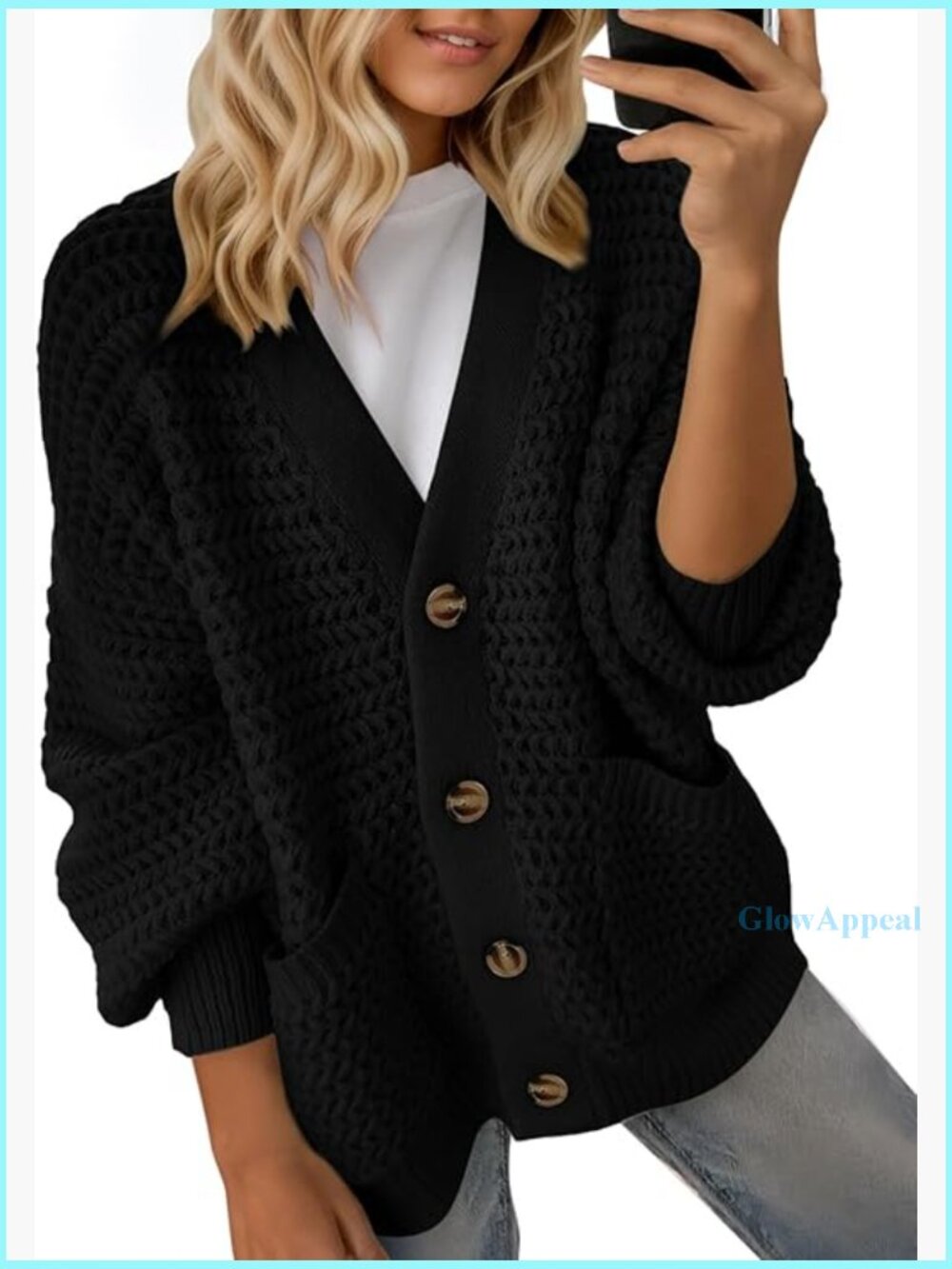 Chunky Knit Cardigan Open Front Long Sleeve Loose Fit Sweater Outerwear